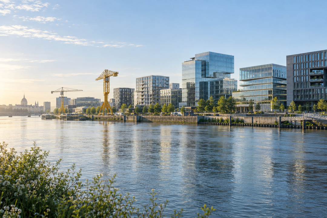 Quartier d'affaires de l'ile de Nantes au matin